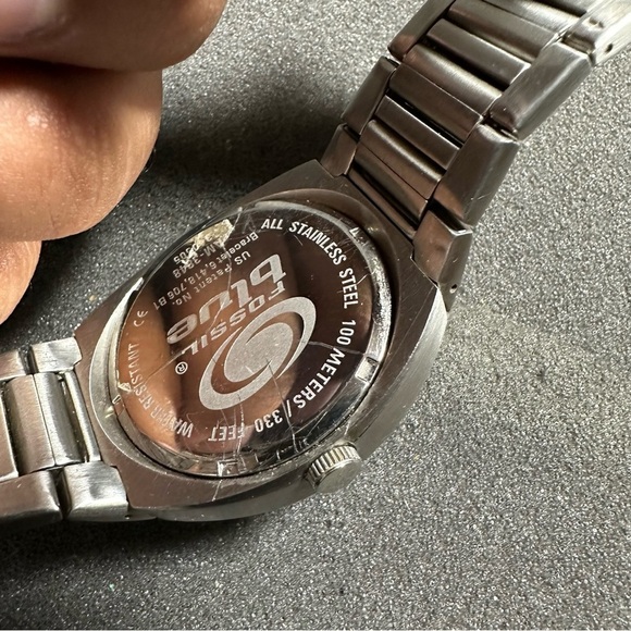 Fossil Blue Mens Quartz Day Date Watch Working With New Battery AM3848 WR100M - Picture 10 of 11